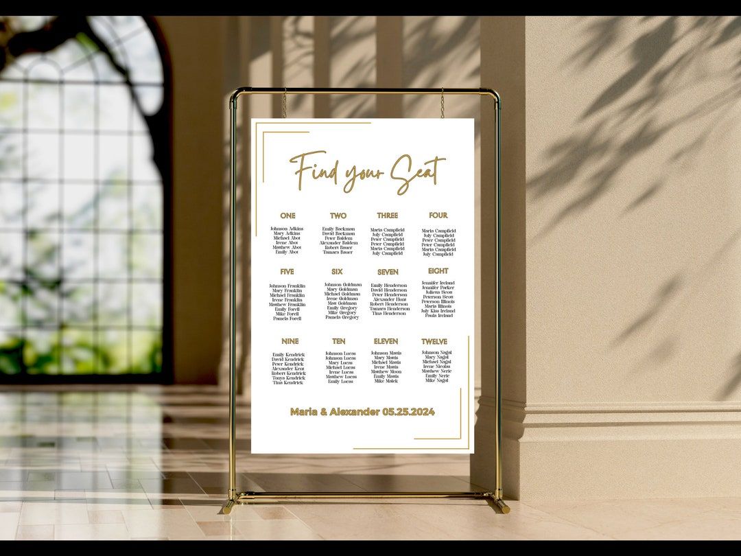 Seating Chart White And Gold, Seating Chart Wedding, Rust Gold Seating ... throughout
