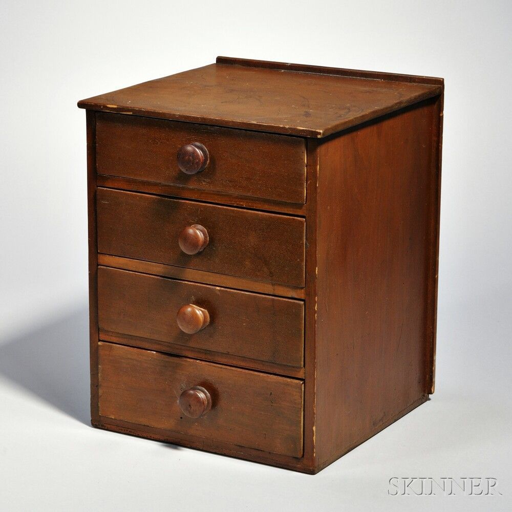 Shaker Dark Brown-Stained Pine Four-Drawer Storage Chest, Probably ... inside