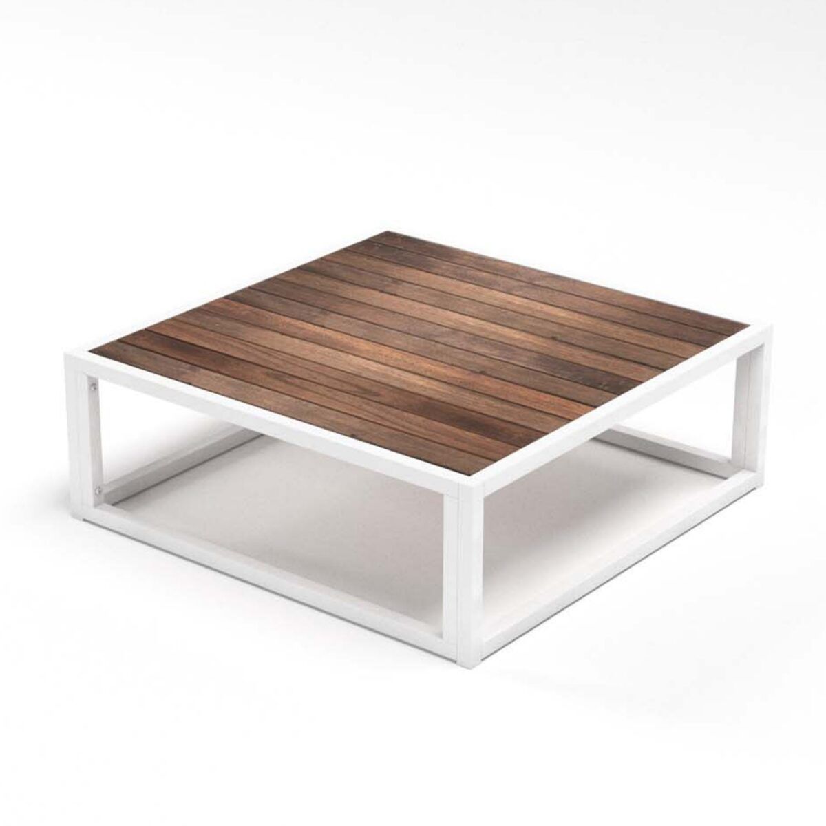 Square Outdoor Coffee Table Acacia Wood Top With White Modern Frame ... for Designing with Warmth The Timeless Charm of Acacia Coffee Tables
