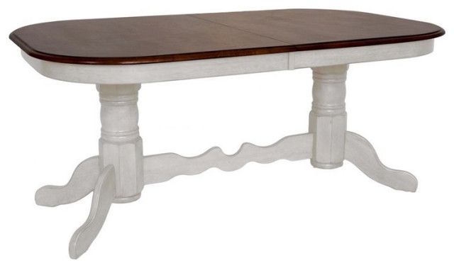 Sunset Trading Andrews 96" Butterfly Leaf Wood Dining Table In White ... intended for