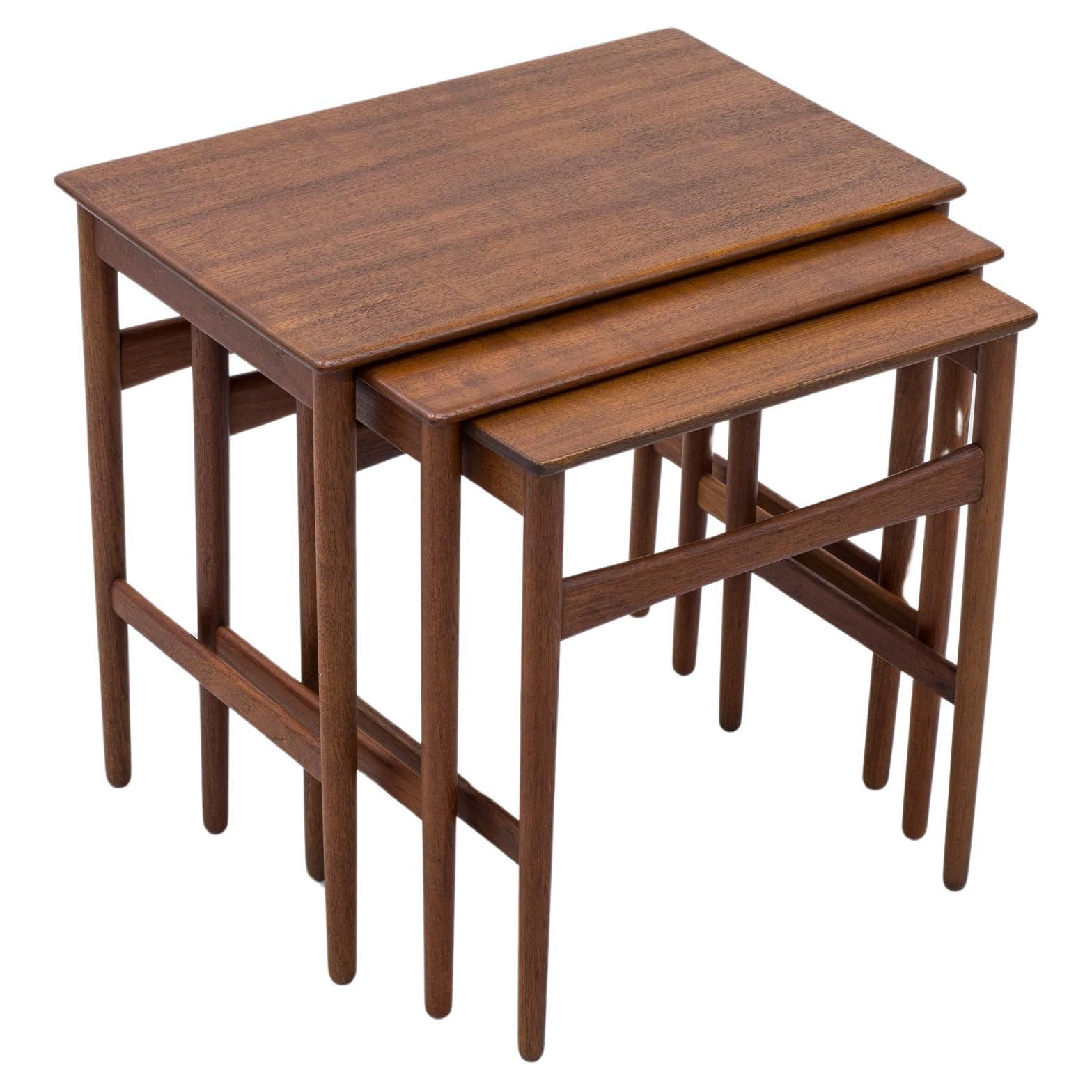 Teak Nesting Tables By Hans J. Wegner, Andreas Tuck, Denmark, 1950S At ... regarding