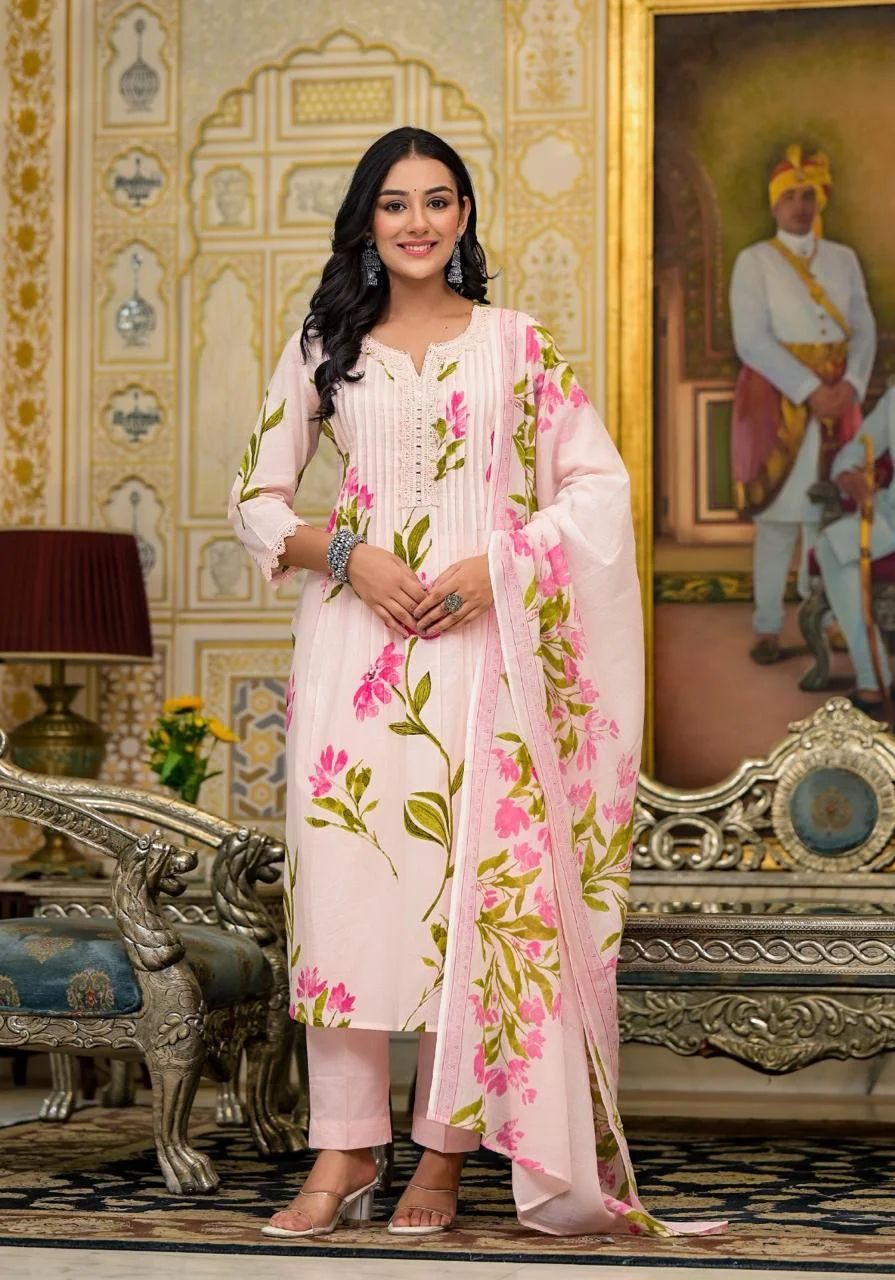 The Three-Piece Suit By Pinkfab: A Perfect Blend Of Elegance, Floral ... throughout