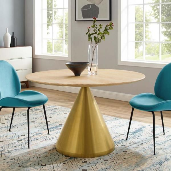 Tupelo 47" Natural Wood &Amp; Gold Dining Table - Las Vegas Furniture Store ... pertaining to Styling Your Modern Square Wood and Gold Dining Table for Any Occasion