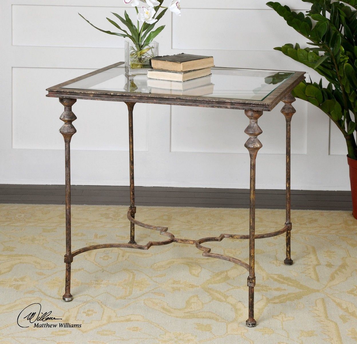 Uttermost Quillon Glass End Table Uttermost-24365 At Homelement.com within