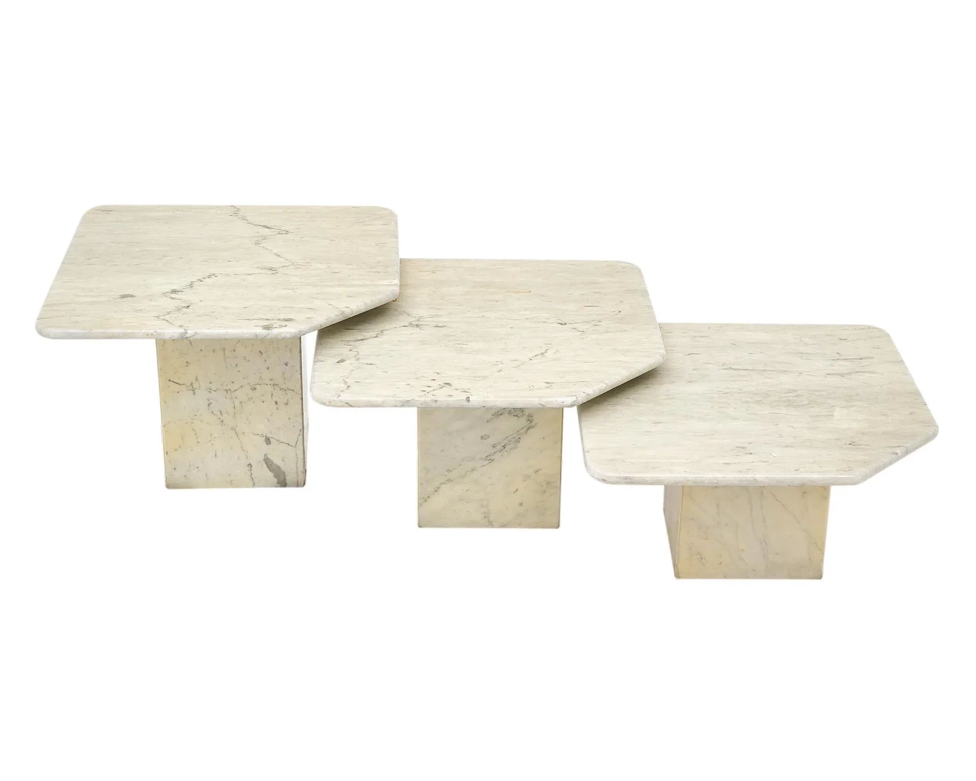 Vintage Carrara Marble Nesting Tables | Chairish regarding