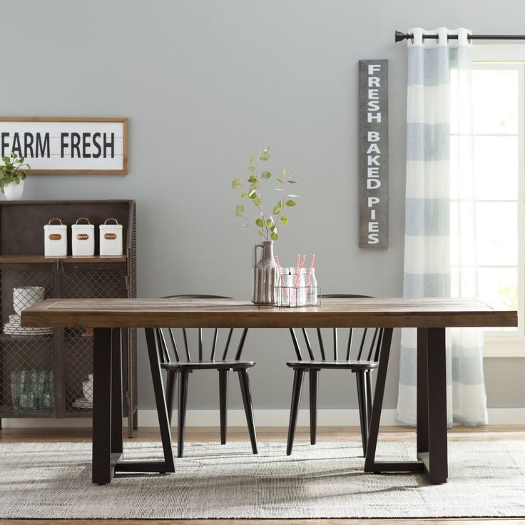 Wade Logan® Miesville Prairie Rectangular Dining Table, Natural/Black ... regarding Expert Insights on Integrating the Prairie Rectangular Dining Table Natural/Black