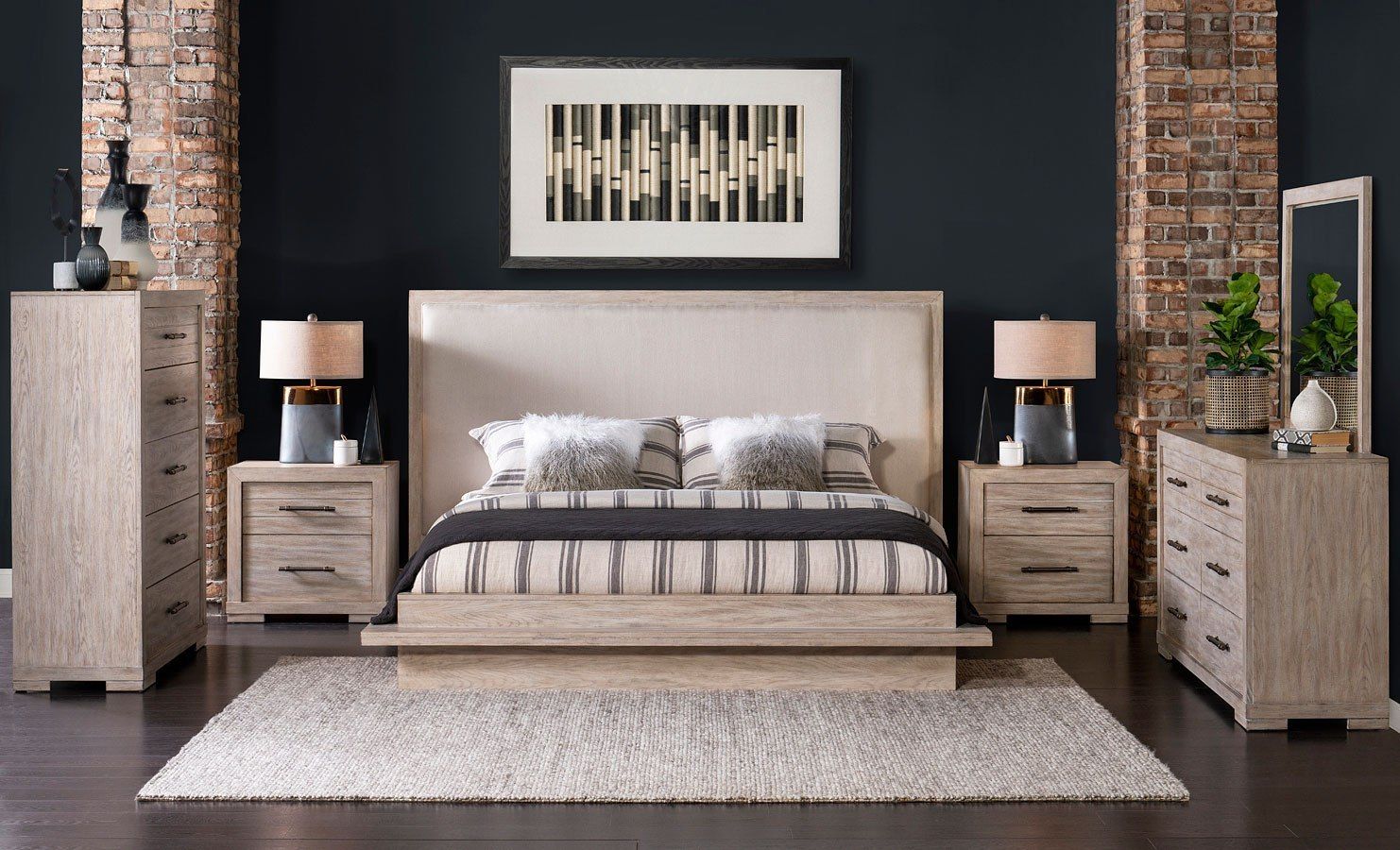 Westwood Upholstered Bedroom Set (Weathered Oak) Legacy Classic ... regarding Crafting Coziness Understanding Weathered Oak in Home Furnishings