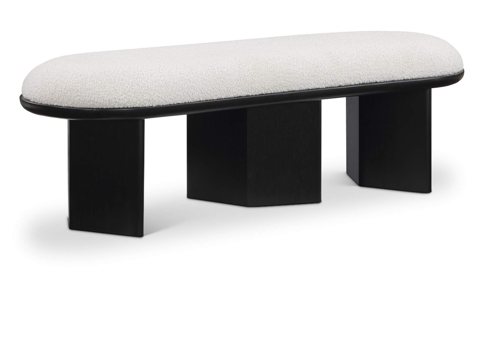 A Closer Look at the Wilshire Boucle Bench Cream Black Finish