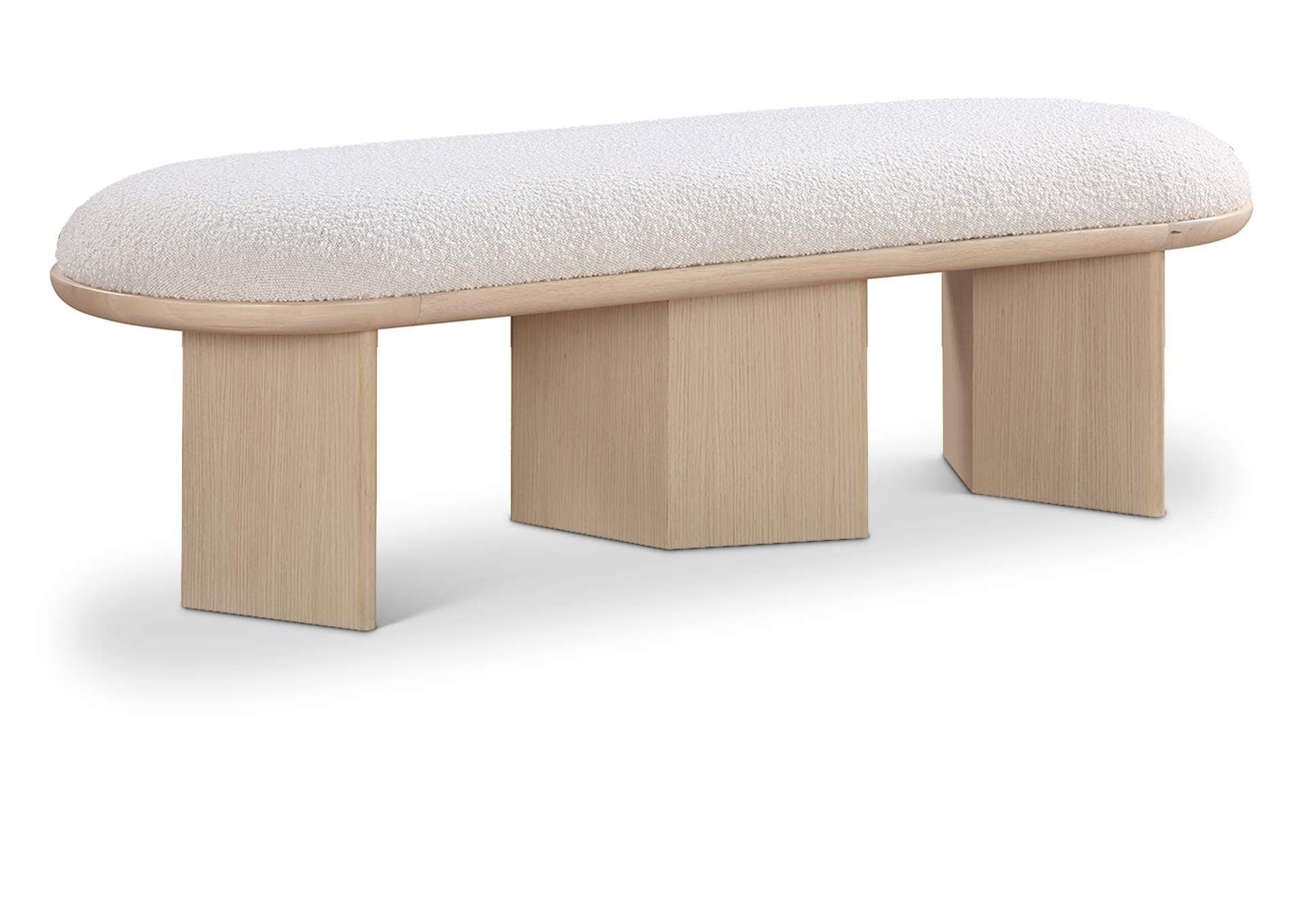 Wilshire Cream Boucle Fabric Bench throughout