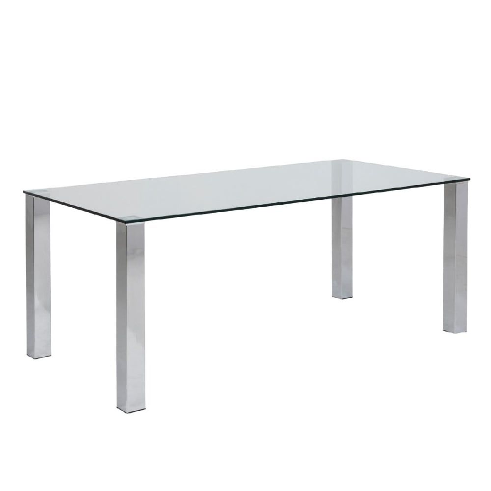 Xenon Glass Dining Table In Clear With Stainless Steel Base | Furniture ... in The Art of Styling a Clear Glass and Stainless Steel Dining Table