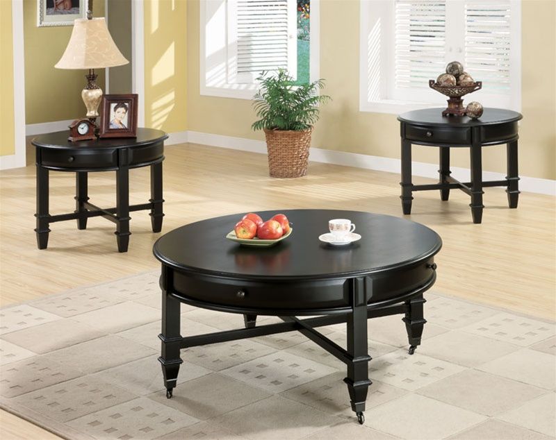 3 Piece Occasional Table Set In Rich Black Finish By Coaster - 701178S regarding