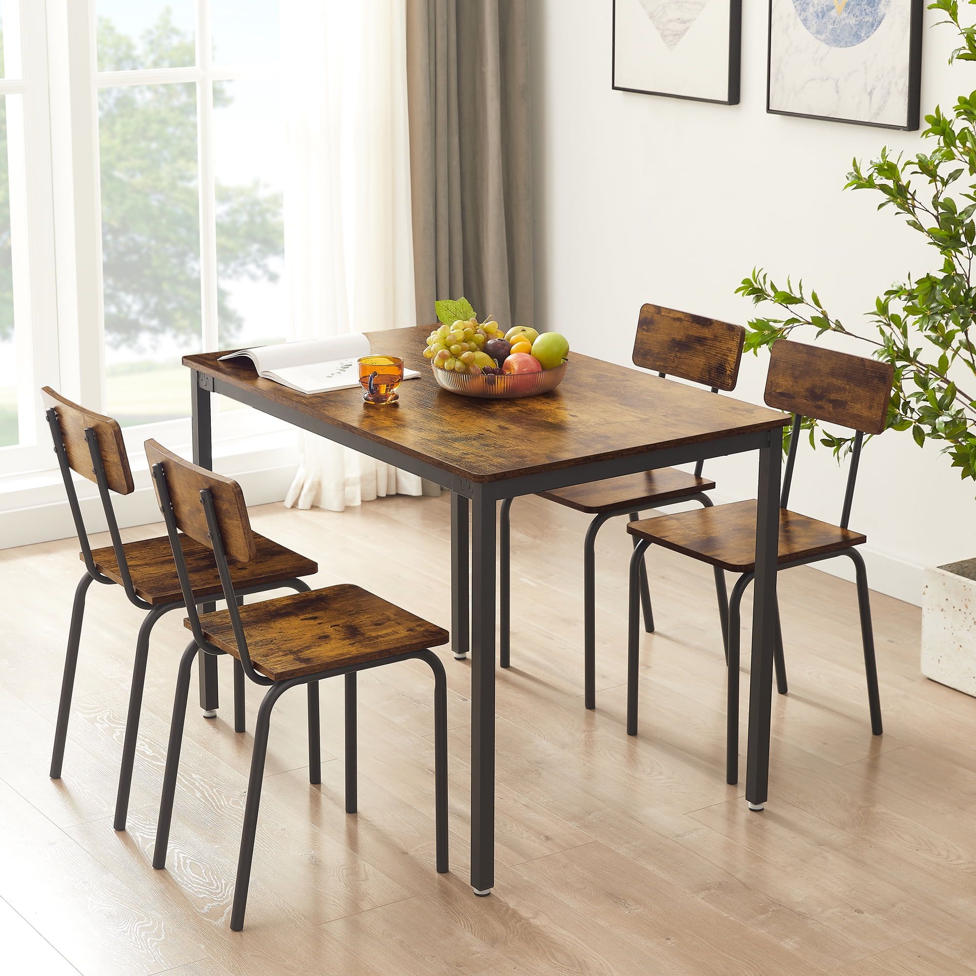 5-Piece Dining Room Table Set, Compact Wooden Kitchen Table And 4 ... within A Closer Look at the Design Potential of a Multi Color 5 Foot Dining Table