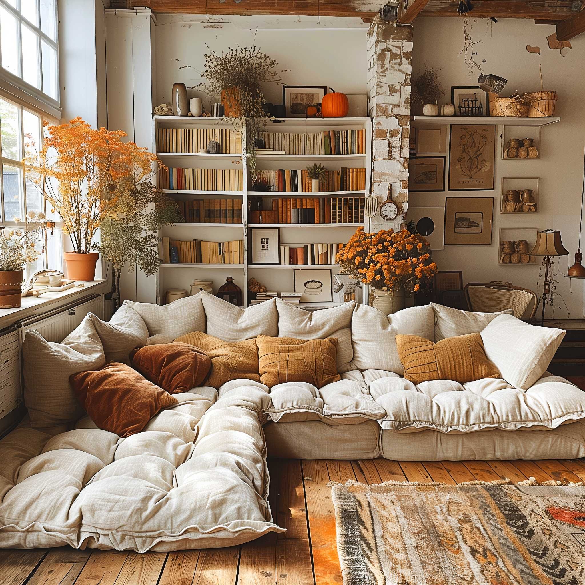 50+ Cozy Fall Vibes Living Room Decor Ideas For Ultimate Comfort ... pertaining to Creating Cozy Vibes How to Personalize Your Stonenesse Tufted Sectional Grey