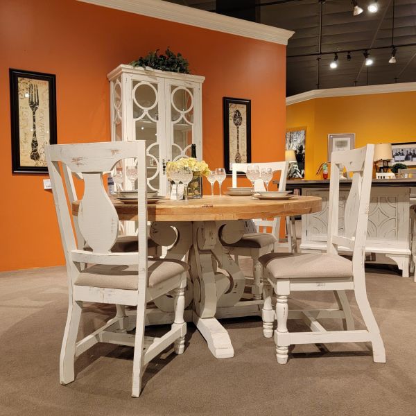 60" Round Dining Table With 4 Chairs inside
