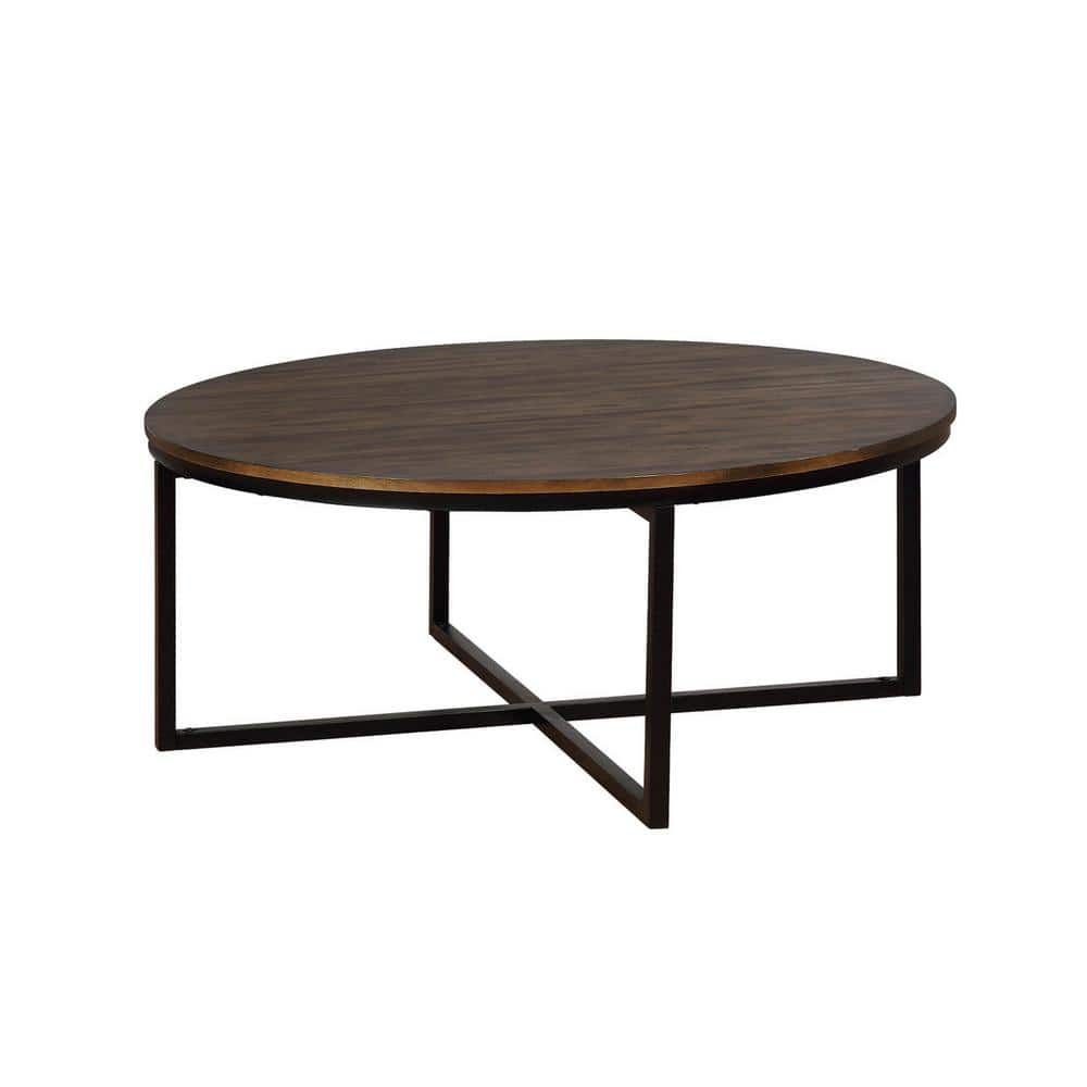 Alaterre Furniture Arcadia 42 In. Antiqued Mocha/Black Large Round Wood ... with Achieving an Industrial Look with Antiqued Mocha Coffee Tables
