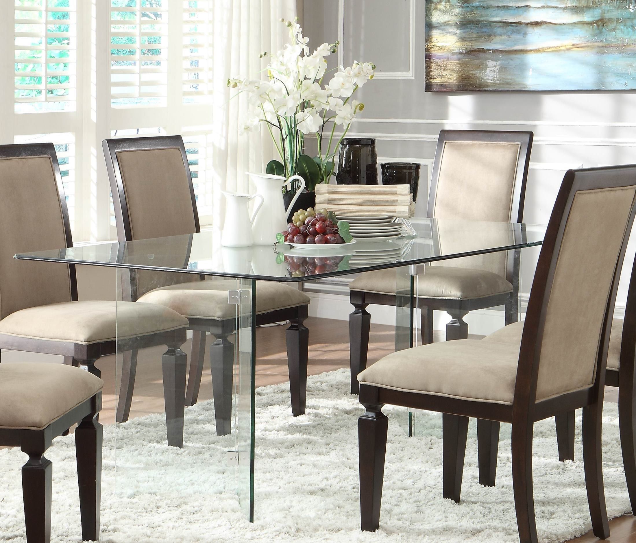 Alouette Rectangular Glass Dining Table From Homelegance (17813 ... inside