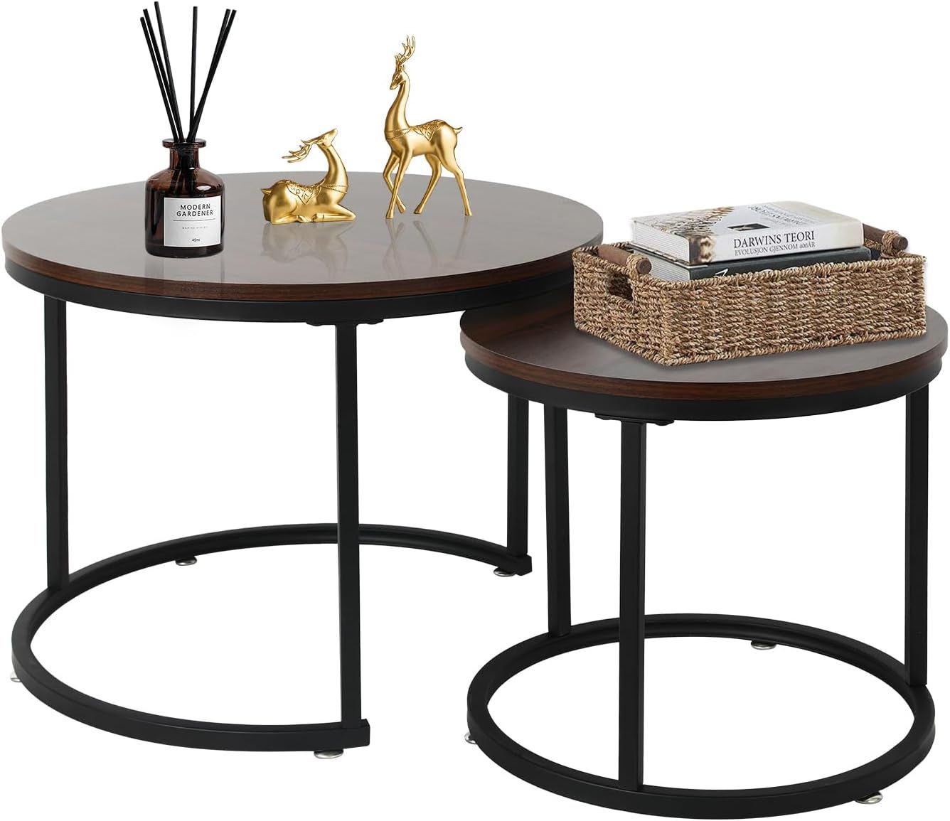 Amazon.com: Babion Nesting Tables Set Of 2, Round Nesting Coffee Table ... with Elevate Your Living Room with a Chic 19" Round Nested Table Ensemble