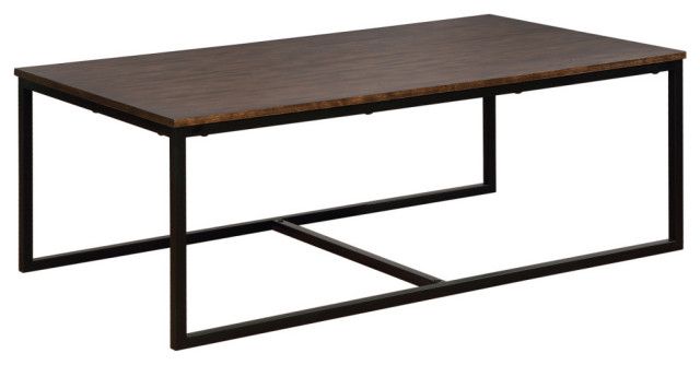 Arcadia Acacia Wood 54" Coffee Table, Antiqued Mocha - Industrial ... throughout Achieving an Industrial Look with Antiqued Mocha Coffee Tables