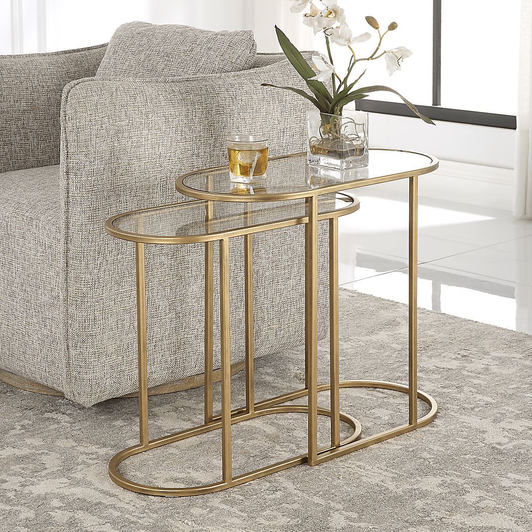 How to Style Your Living Room with a 2-Piece Gold Nesting Table Set