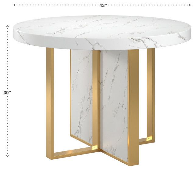 Bamford 43" Wide Faux Marble Round Dining Table - Contemporary - Dining ... with Designing Around the Bamford 46" Round Faux Marble Dining Table
