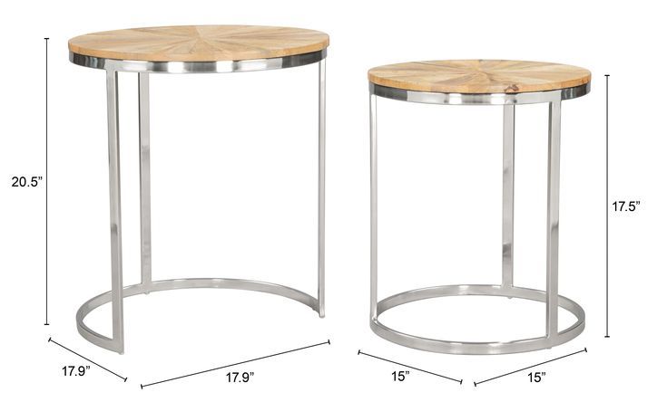 Bari Nesting Table Set (2-Piece) Natural I 2024 inside A Closer Look at the Natural Bari Nesting Table Duo