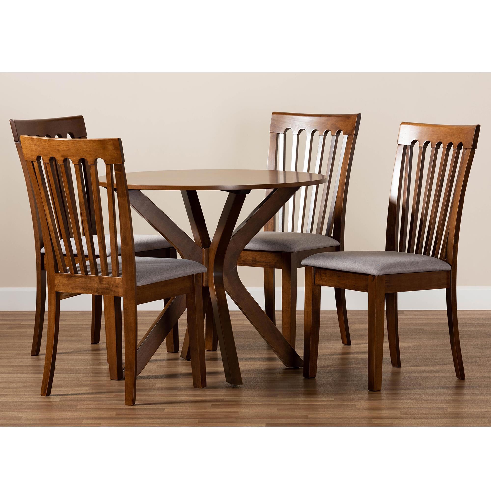 Baxton Studio Lore 5-Piece Dining Set In Grey/Walnut Brown | Nfm ... pertaining to