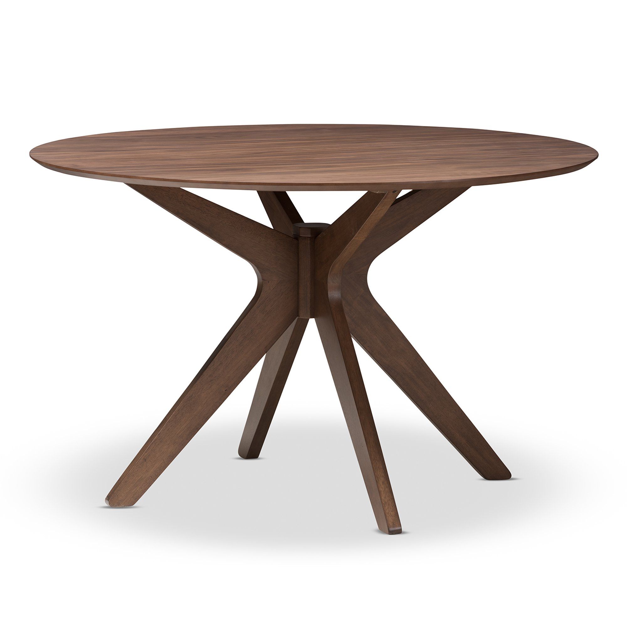 Baxton Studio Lyla Mid-Century Modern Walnut Wood 47-Inch Round Dining ... pertaining to