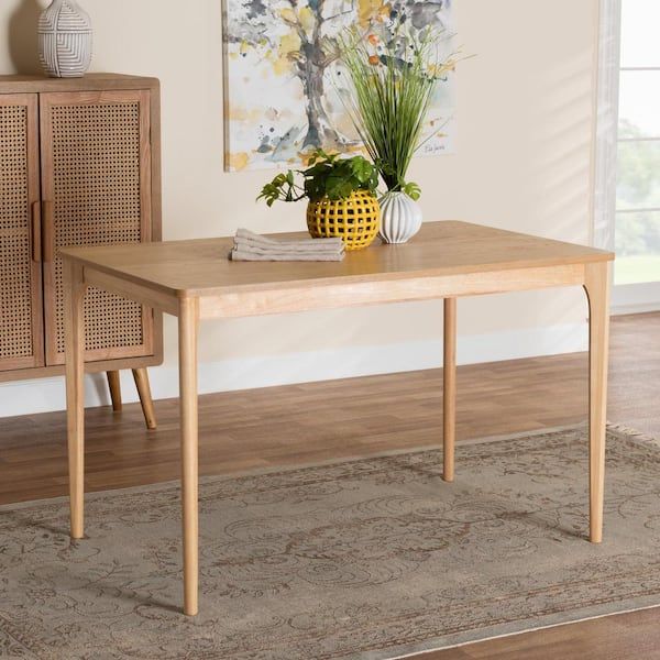 Baxton Studio Sherwin Natural Oak Wood 4-Legs Dining Table Seats 4 234 ... intended for From Concept to Comfort The Journey of the Baxton Studio Alana Dining Table