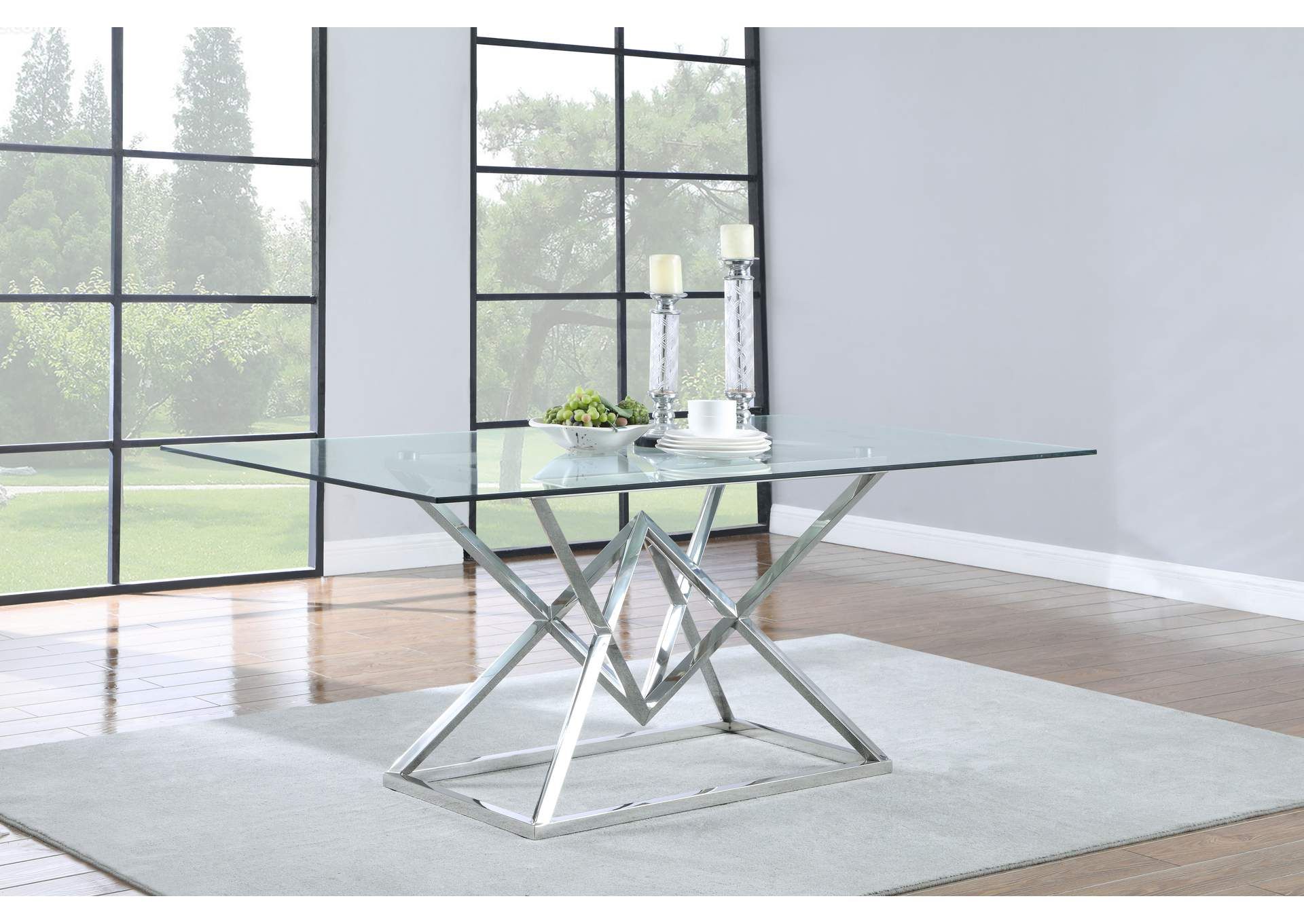Beaufort Rectangle Glass Top Dining Table Chrome with From Our Showroom The Briarwood Rectangular Glass Dining Table Espresso Brown Clear