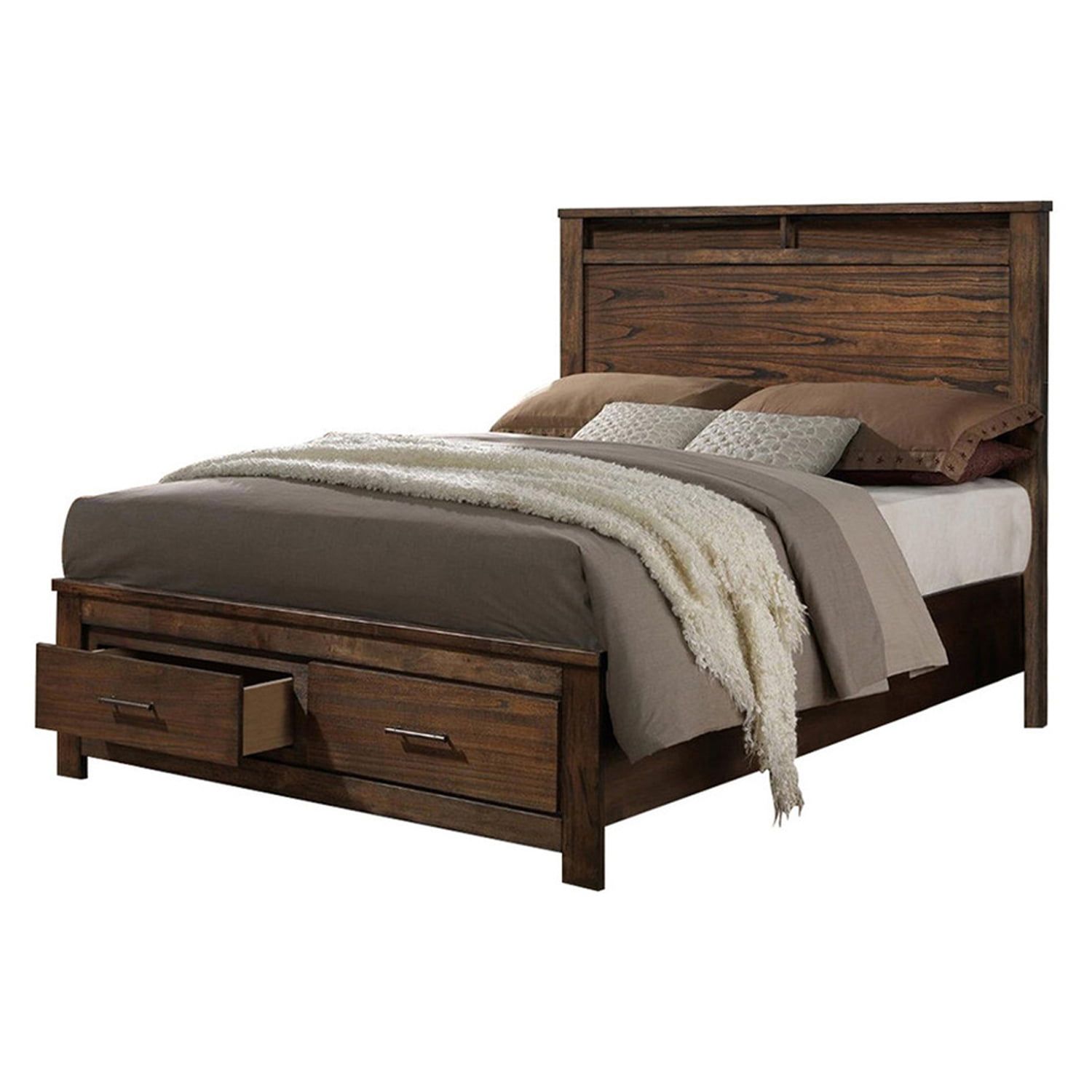 Benzara Bm168618 56 X 62 X 82 In. Wooden Queen Size Bed With Display ... within Exploring the Comfort of the Benzara BM166730