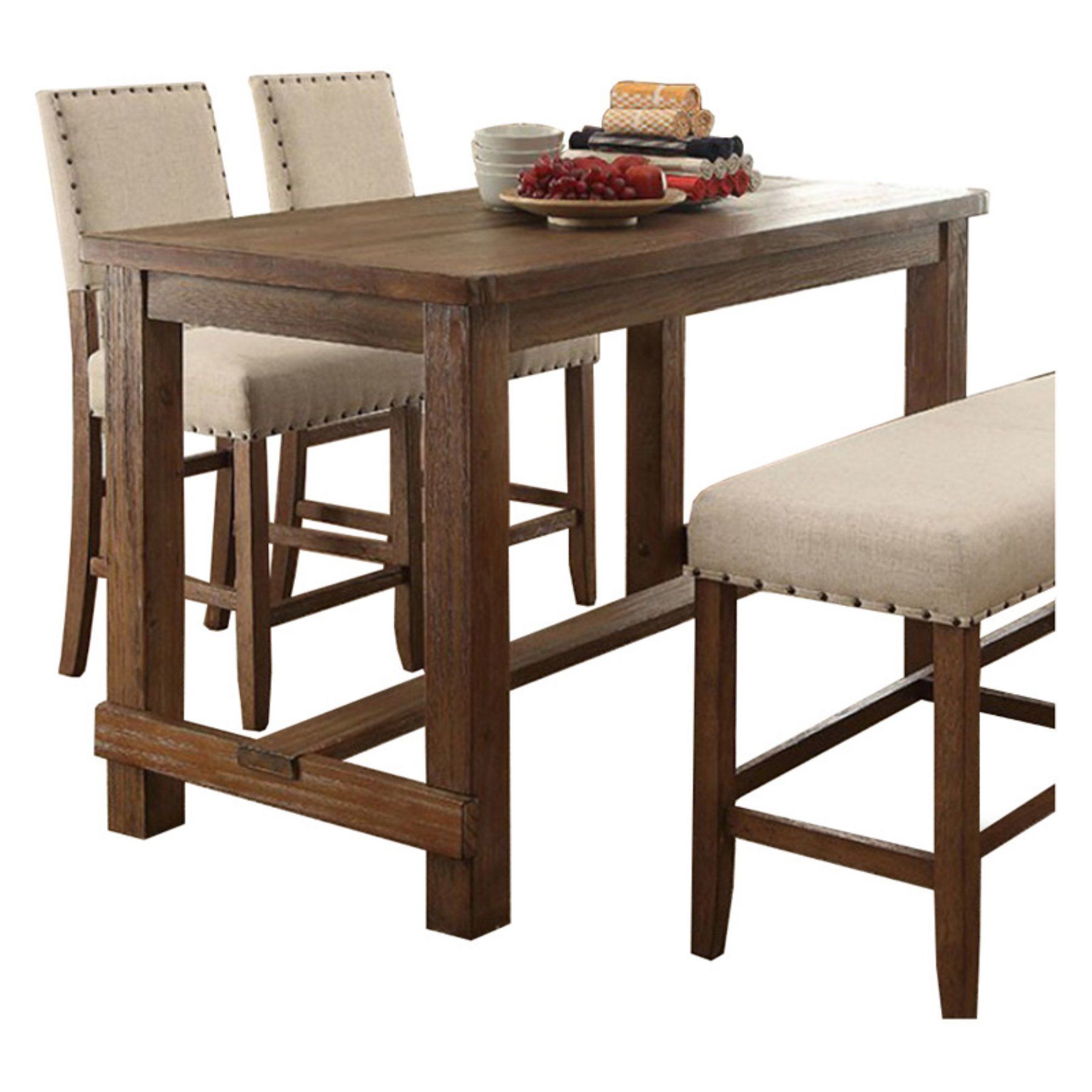 Benzara Sania Counter Height Rectangular Dining Table | Rectangular ... with Discover the Enduring Charm of Rectangular Counter Height Tables in White/Weathered Espresso