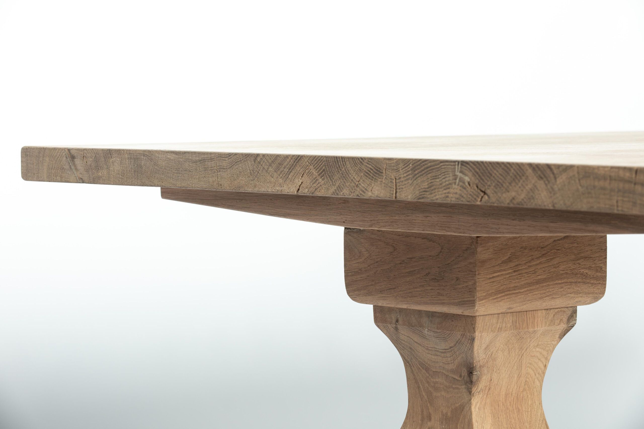 Bespoke Solid Aged French Oak Abbey Column Dining Table With Matte ... regarding Designing with the Abby 84" Dining Table Matte Black Oak A Style Guide