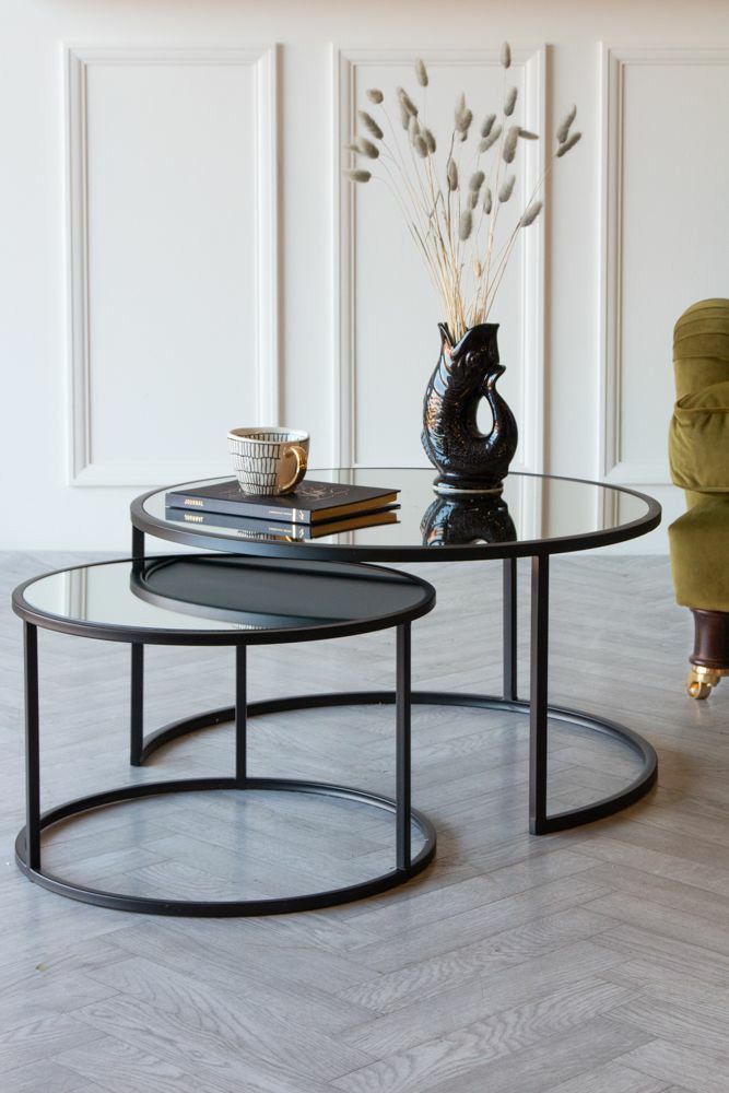 Black And Glass Nesting Coffee Table At Stuart Kelley Blog with regard to