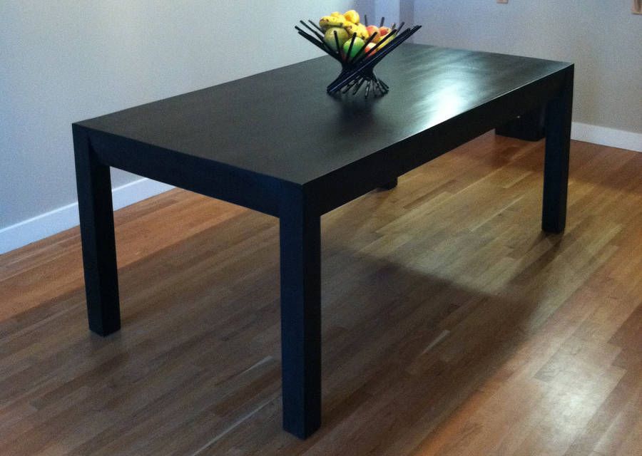 Black Dining Table Oak Parsons Design By Wicked Boxcar ... pertaining to Designing with the Abby 84" Dining Table Matte Black Oak A Style Guide