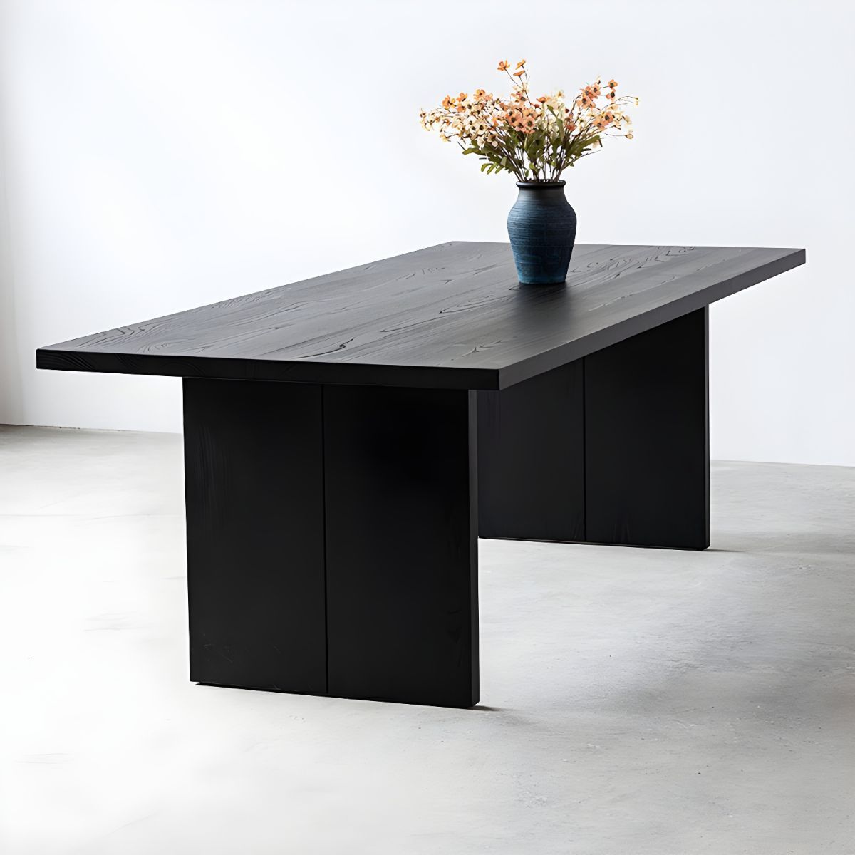 Black Wood Rectangular Modern Dining Table With Double Pedestal Base ... with regard to