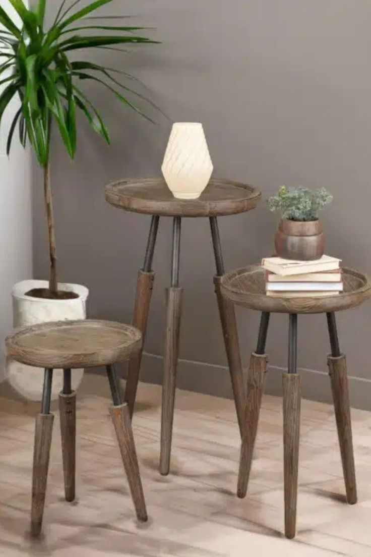 Boraam Lily Natural 3Pc Round Accent Side Tables In 2024 | Accent Side ... pertaining to Unpacking the Boraam Genevieve Nesting Tables for Your Living Space