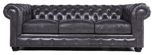 Bowery Hill 20&quot; Traditional Leather Tufted Back Chesterfield Sofa In ... inside Styling Your Space with the Bowery Hill Modern Tufted Leather Sofa