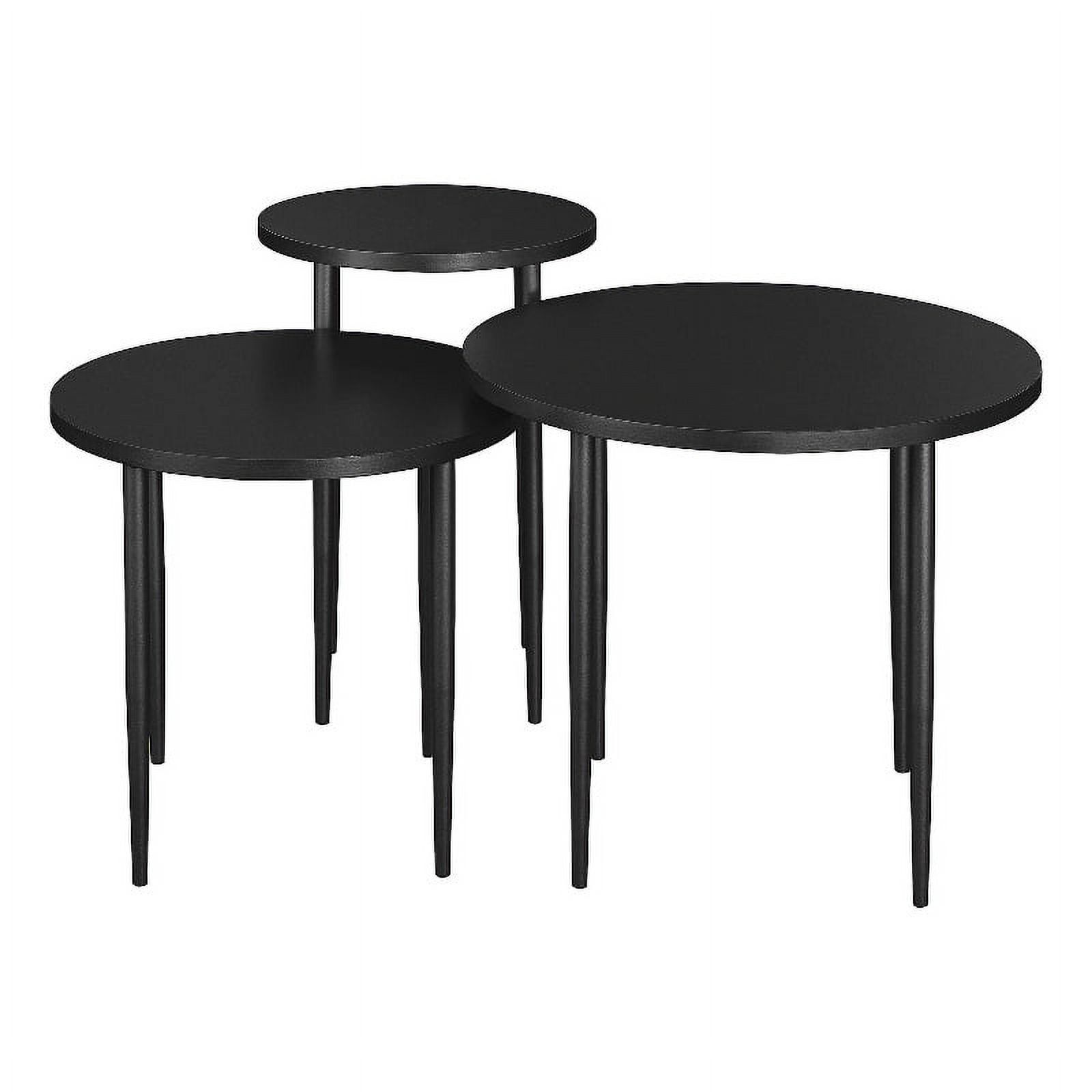 Bowery Hill 3-Piece Round Nesting Coffee Table Set - Black Finish ... for
