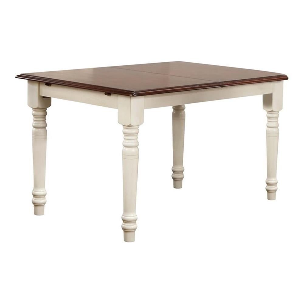 Bowery Hill 60&quot; Extendable Leaf Wood Dining Table In White/Brown ... within [%|Extendable Leaf Wood Dining Table in White/Brown, focusing on education, insights, and reader benefits: [ %]