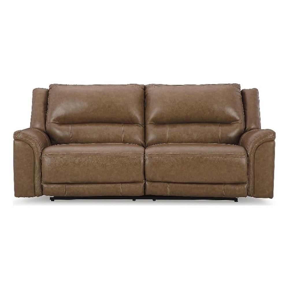 Bowery Hill Contemporary Leather Caramel Power Reclining Sofa - Walmart.com within
