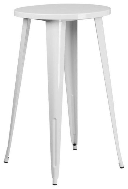Bowery Hill Galvanized Steel Metal/Rubber Patio Bistro Table In White ... for How Bowery Hill's White Nesting Tables Can Elevate Your Living Space