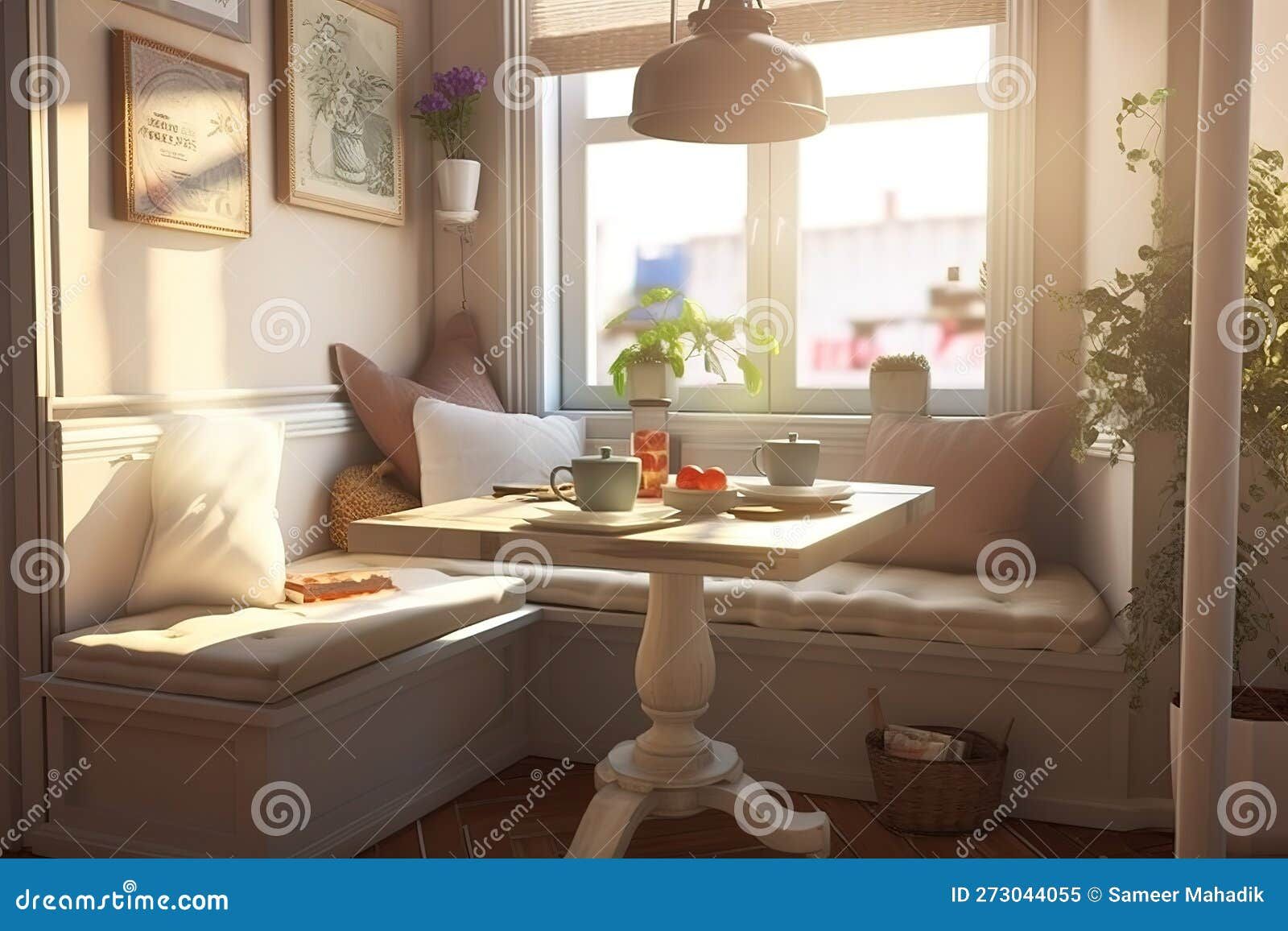 Breakfast Nook: Create A Set Of Images That Showcase A Cozy, Charming ... throughout