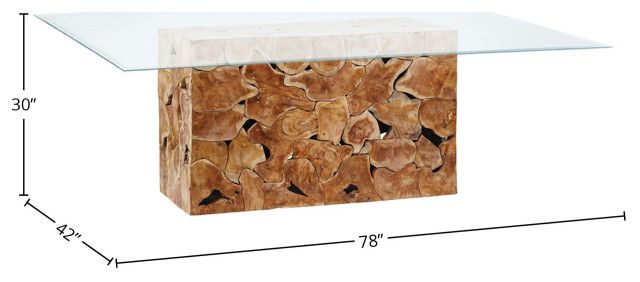 Briar 79" Rectangular Double Pedestal Base Glass Top Dining Table ... in The Artistry Behind the Scarlett 79" Rectangular Teak Root Dining Table