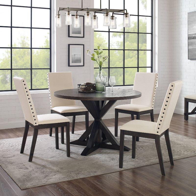 Buy 5Pc Kimberly Mid Century Modern Walnut Finished Wood Round Dining throughout