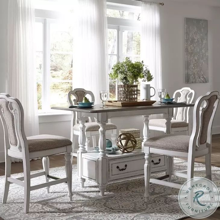 Camellia Manor Antique White And Weathered Bark Rectangular Counter ... with Discover the Enduring Charm of Rectangular Counter Height Tables in White/Weathered Espresso