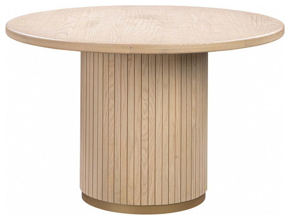 Chelsea Oak Wood Round Dining Table, Wooden Kitchen Table 47 ... pertaining to Designing with the Chelsea Oak Round Dining Table a Natural Touch