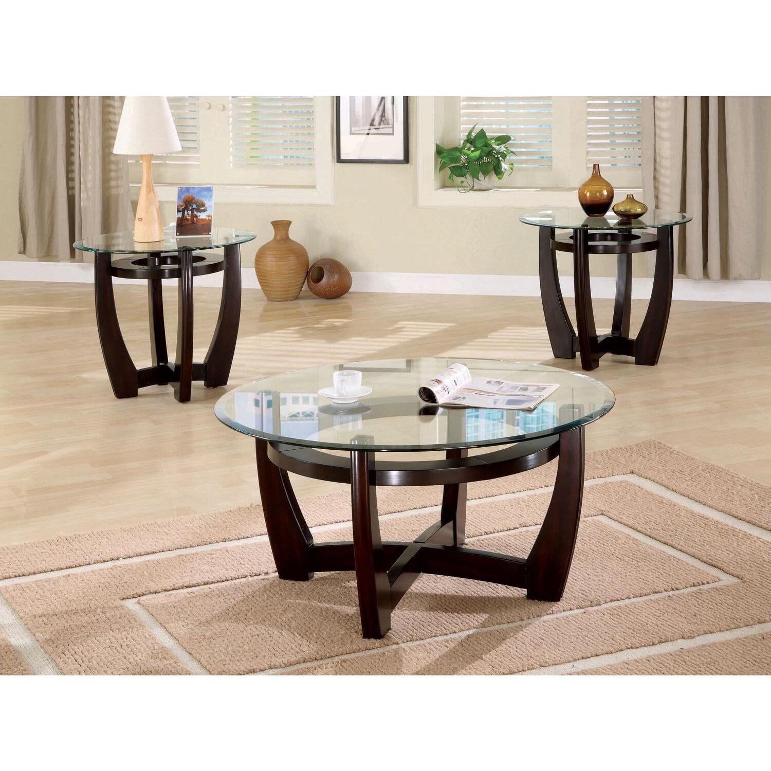 Coaster Company 3-Piece Occasional Table Set With Glass Tops ... with regard to