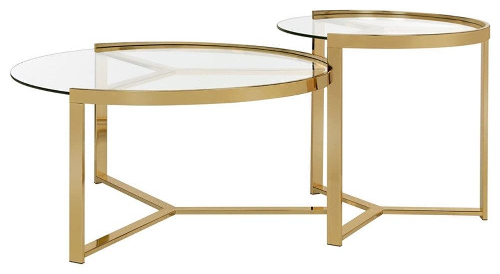 Coaster Delia 2-Piece Metal Round Nesting Table Clear And Gold ... inside Coaster Delia Nesting Tables Expert Tips for Placement and Use