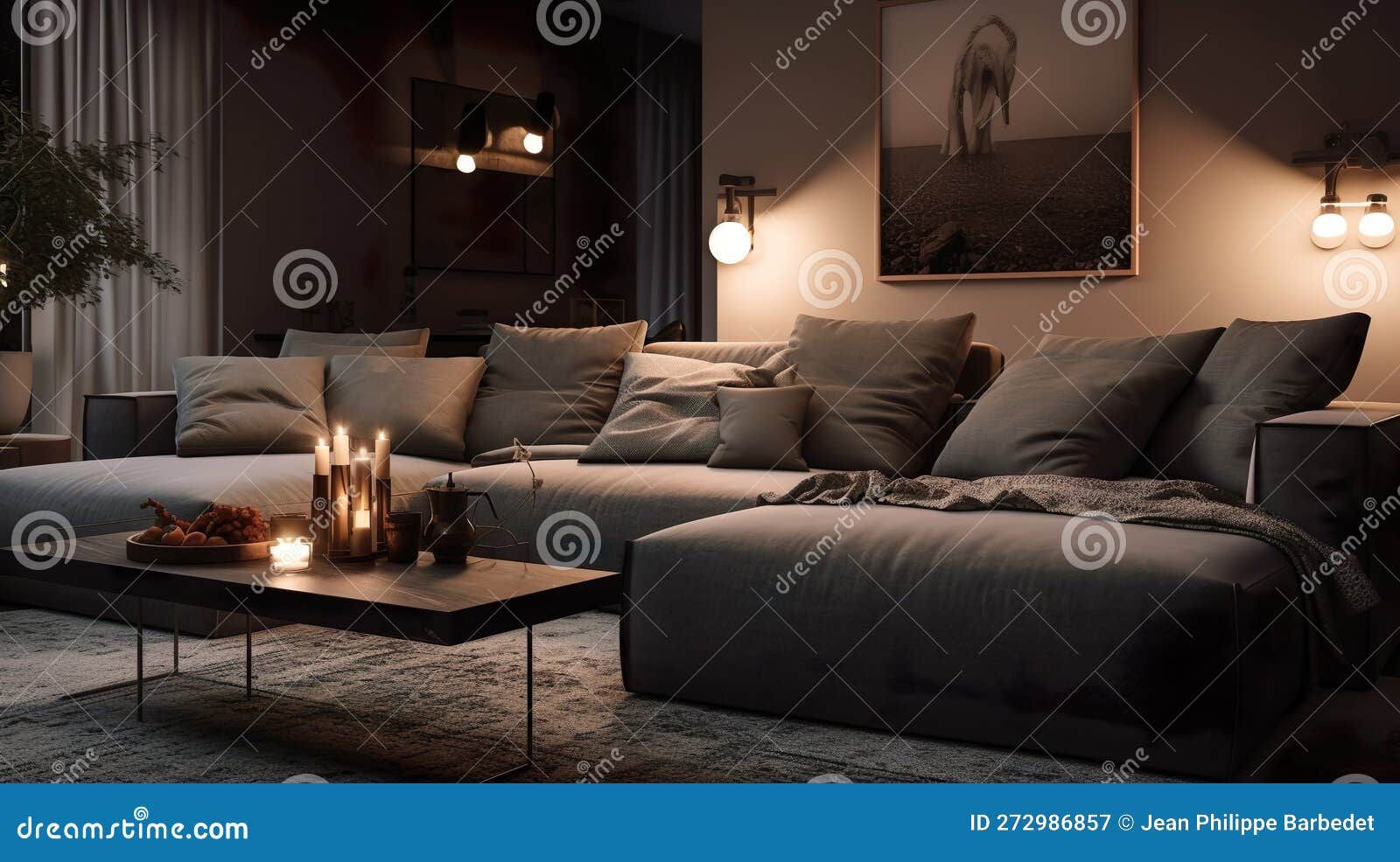 Contemporary And Harmonious Living Room In A Subdued Interior Stock ... in