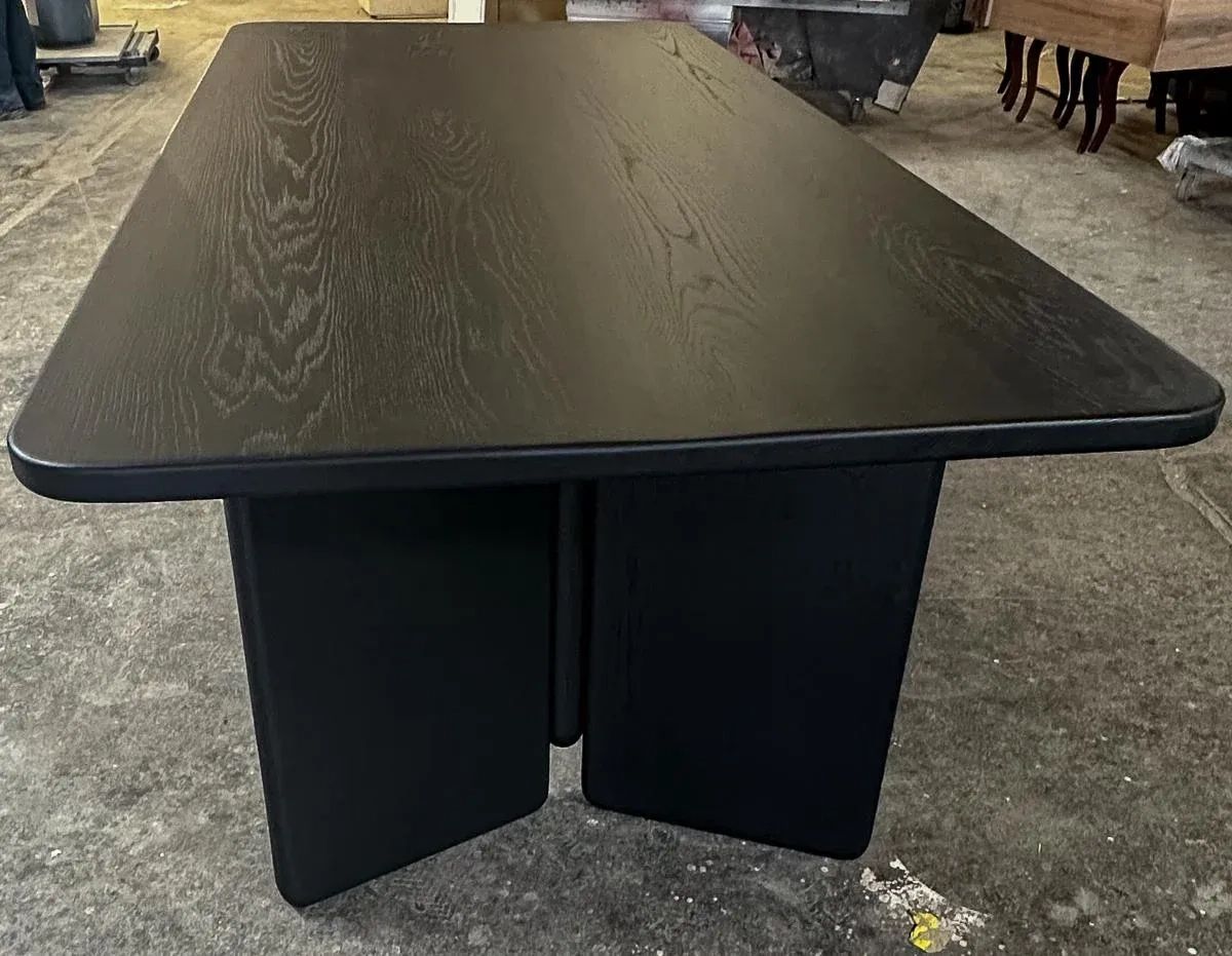 Custom Mid Century Style Rectangular Black Oak Dining Table | Chairish intended for Styling Your Home Around the Sophisticated Chelsea Black Oak Dining Table